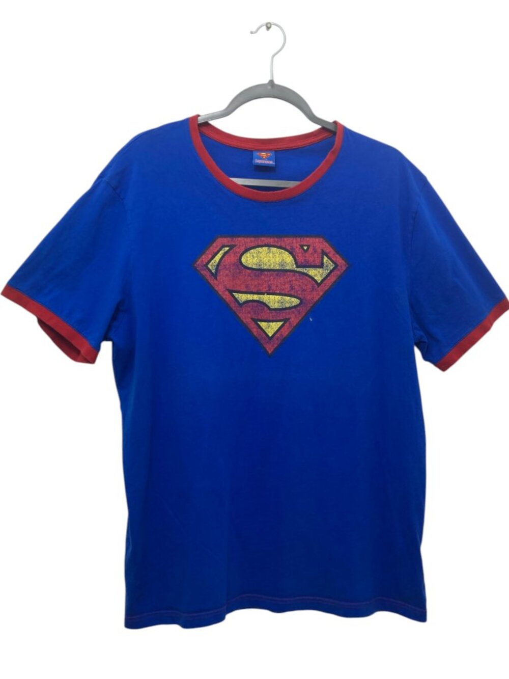 DC Comics Superman Ringer Graphic Tee Blue / Red L